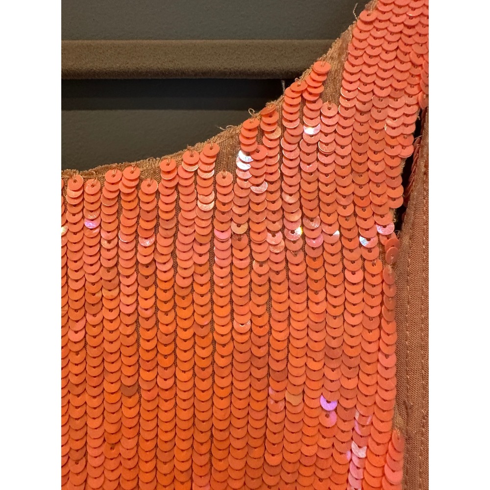 Joe's Jeans Sequin Tank Top Neon Orange Sparkle Disco Summer Festival Large - Picture 6 of 6